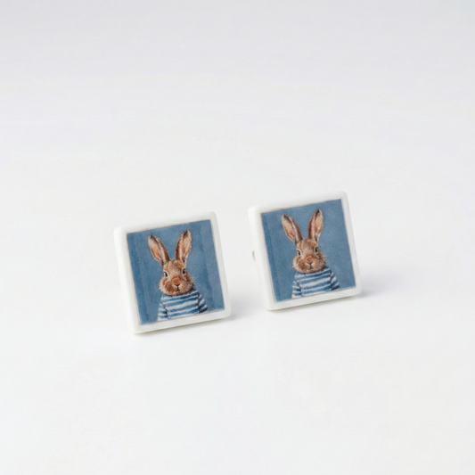 El Yapımı Seramik Küpe - Rabbit